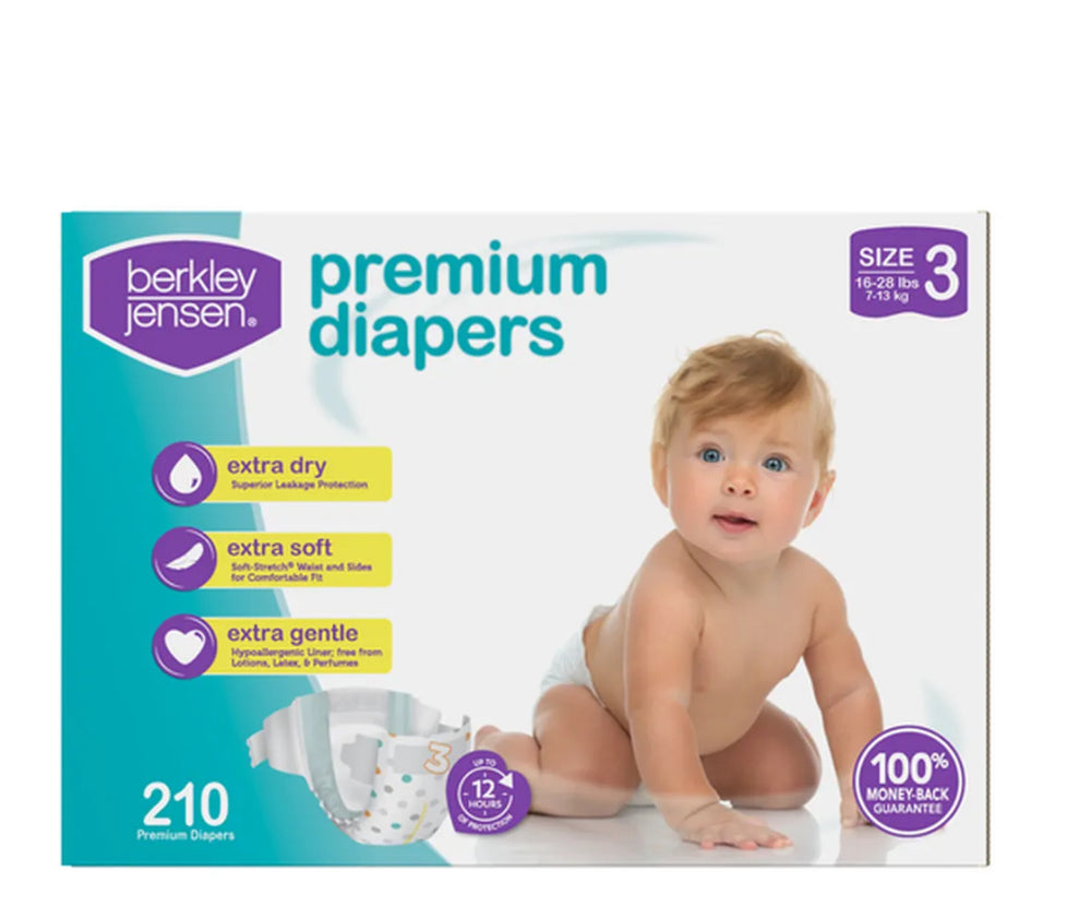 Berkley Jensen Diapering in Baby Size 3/ 210 Diapers 7-13 Kg
