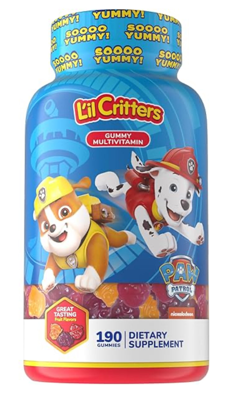 L'il Critters Frozen Daily Kids Multivitamin Gummies Assorted Berry Flavors for Ages 2+ Toddlers and Kids, Disney Multivitamin Gummies with 11 Essential Nutrients, 95-190 Day Supply, 190 Gummies DLC: Mars26