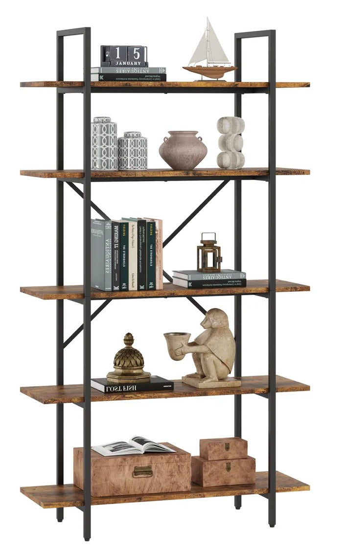 Garvee 5 Tier Bookshelf, 67.9” Tall Bookcase with 5 Open Book Shelves, Vintage Bookshelves and Bookcases, Large Display Shelves for Home Office, Study Room, Living Room-Rustic Brown LPTG1837749