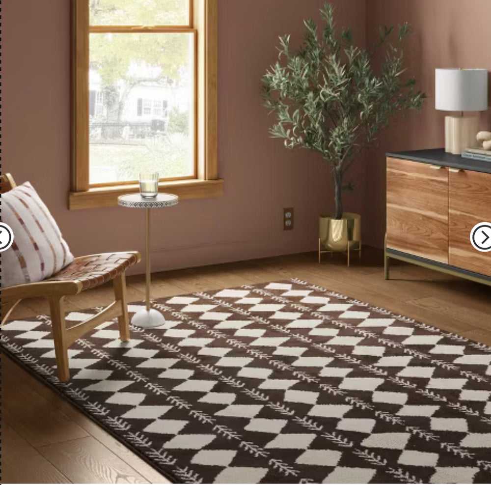 5'x7' Irregular Diamond Shag Area Rug Brown - Threshold™: Tufted, Fade & Stain-R (2m x 1m60)