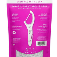 GRIN | Dental Floss |3 Packs of 60 (Smooth Doux Gentle Floss