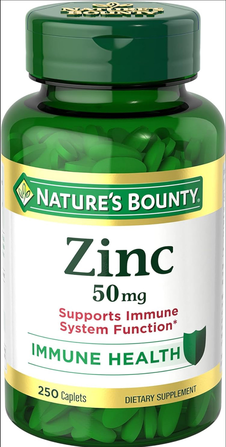 *MCI*Nature's Bounty Zinc 50 mg, complément alimentaire antioxydant et de soutien immunitaire, favorise la santé de la peau (250 comprimés)