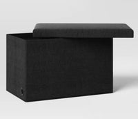 
              Collapsible Double Dorm Storage Ottoman Black - Room Essentials
            