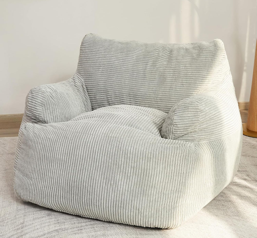 MAXYOYO Bean Bag Chair Sofa Bean Bag Chair Comfy Large Chair for Bedroom Living Room Lazy Bean Bag Chair with Pockets for Gaming, Reading (Gray)