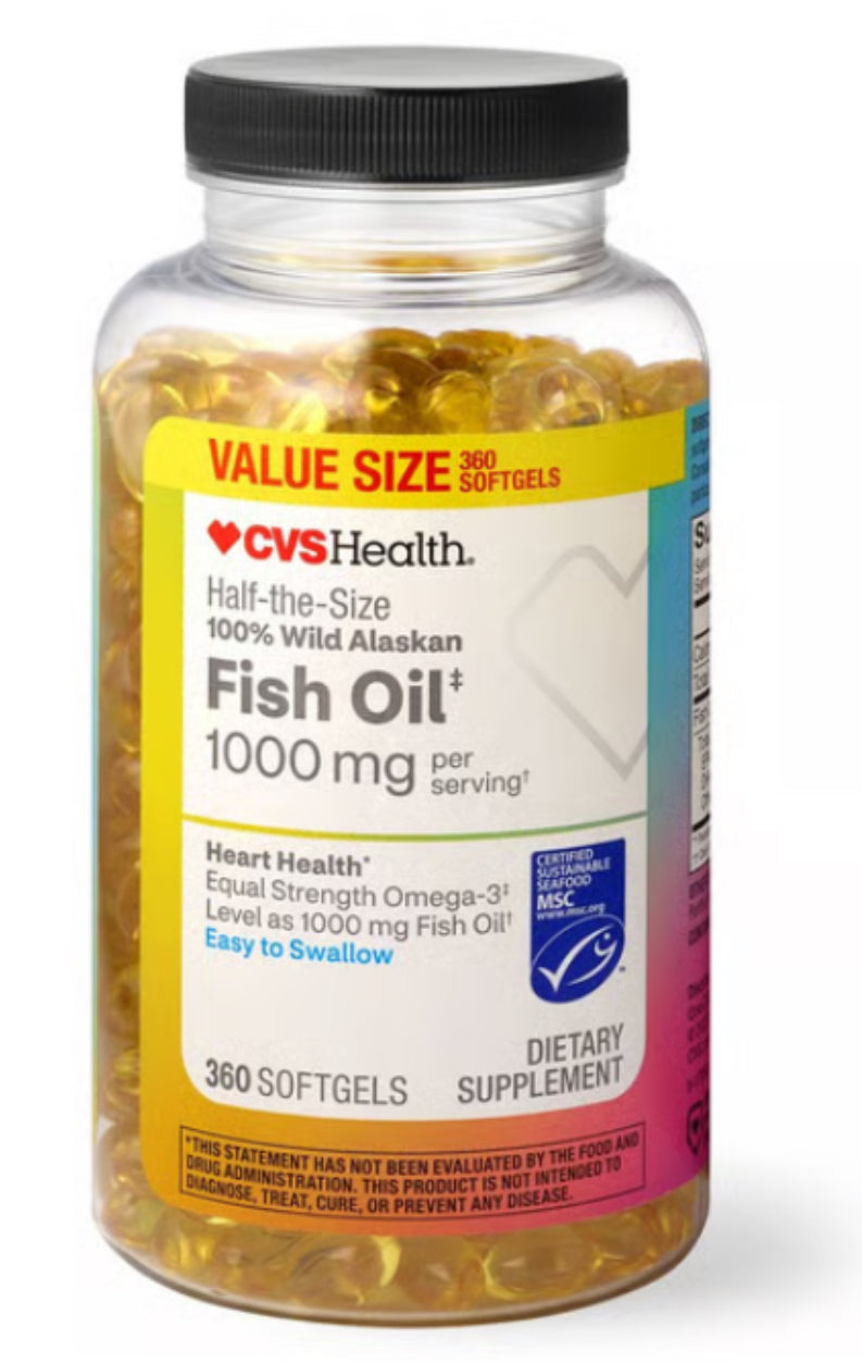 CVS Health 100 Wild Alaskan Fish Oil 1000mg 360 Softgels-b3 DLC: Oct27