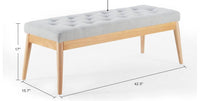 
              Kingfun Beige Upholstered Tufted Bed Bench Seat with Sturdy Wooden Legs
            