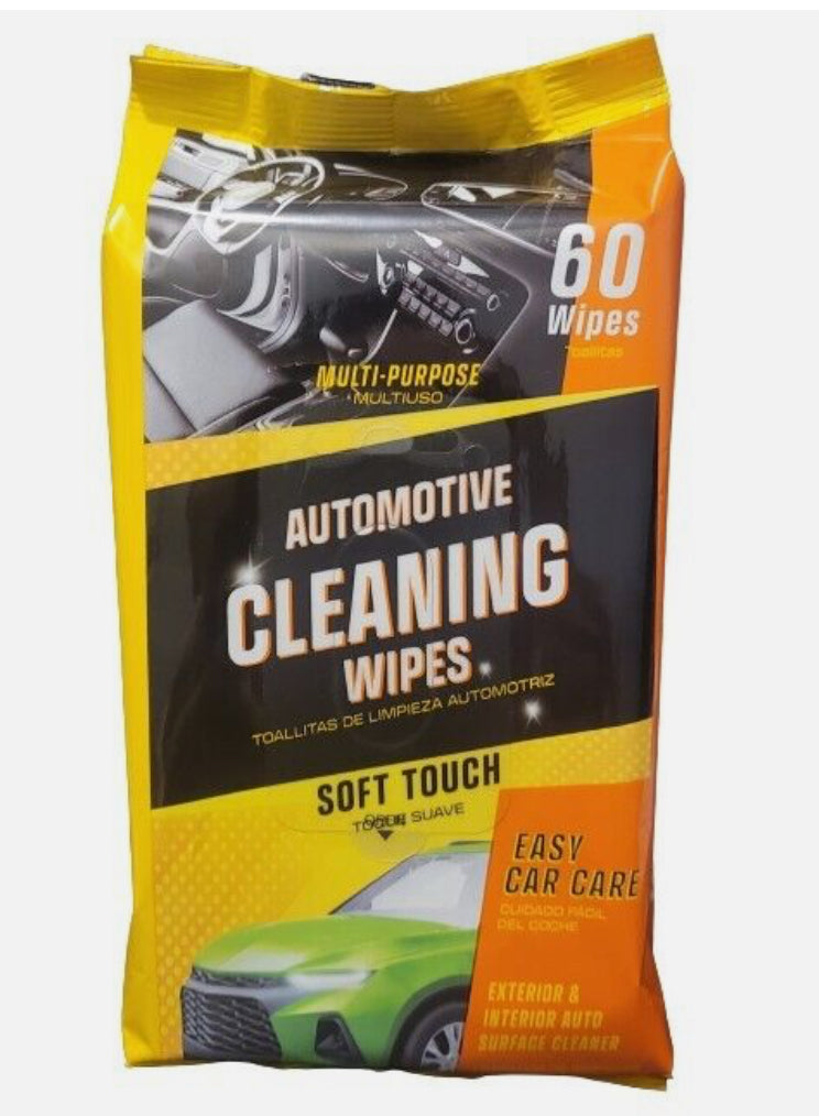 Automotive Cleaning Wipes Exterior & Interior Auto Surface Cleaner 60 Wipes