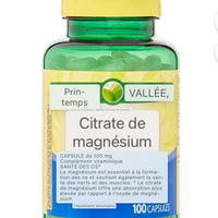 Spring Valley Rapid-Release Magnesium Citrate Bone Health Dietary Supplement Capsules, 100 mg, 100 Count DLC: JAN26
