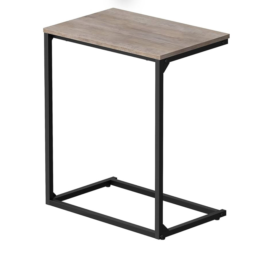 VASAGLE C Shape End Table, Small Coffee Table For Couch Or Sofa, Industrial Side Table In Living Room, Bedroom, 13.8 x 21.7 x 26 Inches, Greige and Classic Black