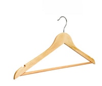 
              Cintre bois naturel avec barre et encoches L44cm
            
