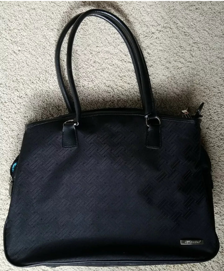 BLACK  TOTE POCKETS PADDED LAPTOP SECTION 10