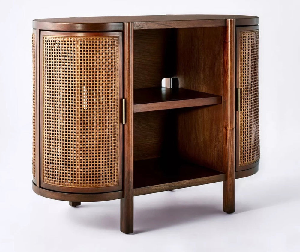 Portola Hills Caned Door Console with Shelves Natural - Threshold designed with Studio McGee LPFN973599