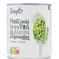Petits pois très fins à l'étuvée SIMPL 800g/ 560g/ (850ml) DLC: Juin27