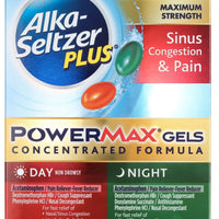 Alka-seltzer plus powermax sinus & médecine du froid, jour + nuit, gels liquides, 24 count/ DLC: Fév26