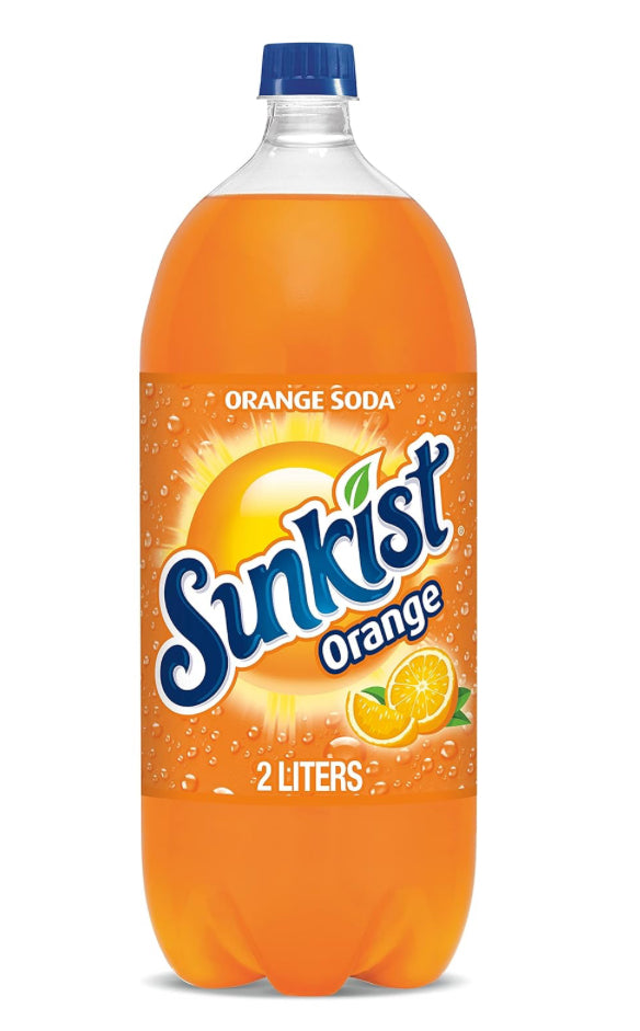 Sunkist Orange Soda, bouteille de 67,6 Fl Oz, boisson aux agrumes contenant de la caféine 2 litres