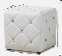 
              Stacey Modern and Contemporary Faux Leather Upholstered Ottoman White - Baxton Studio LPFT283795
            