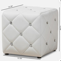 Stacey Modern and Contemporary Faux Leather Upholstered Ottoman White - Baxton Studio LPFT283795