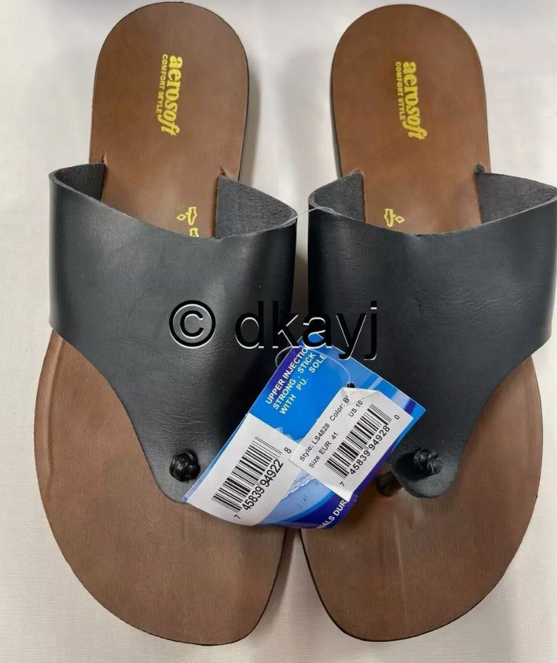 Aerosoft Daffodil Arch Support Black Flip Flops Sandals