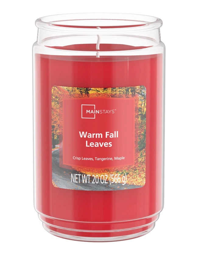 Mainstays Warm Fall Leaves Single-Wick Glass Jar Candle, 20 oz
