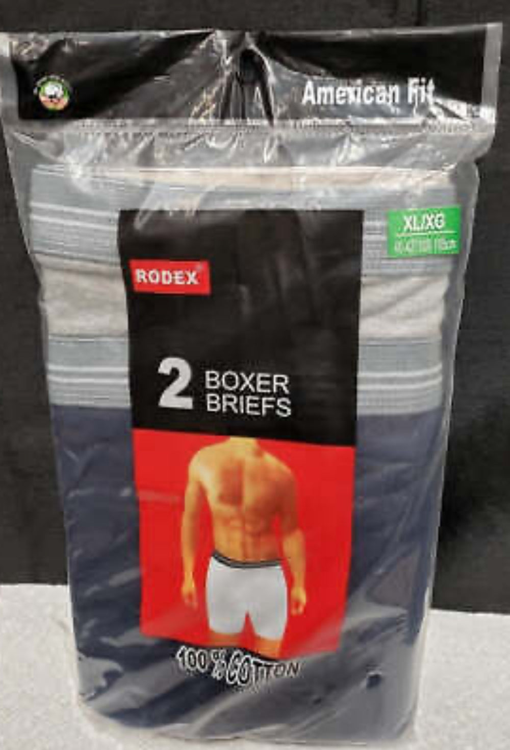 American Fit Boxer 2 Pack Briefs, 100% Cotton Black/Gray