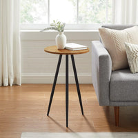 Walker Edison Vera Modern Glam Round -Side Table, 16 Inch, Black