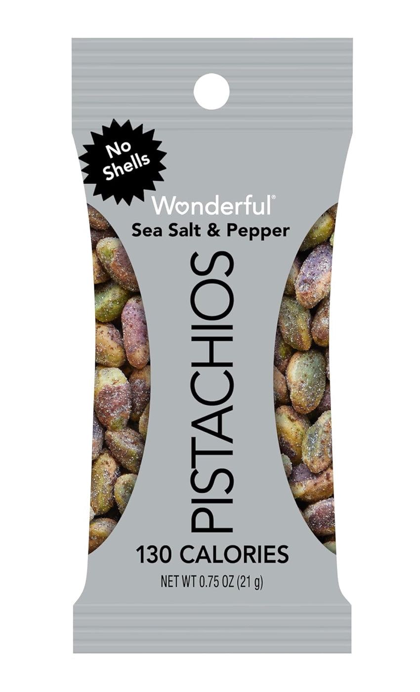 Wonderful Pistachios No Shells, Sea Salt & Pepper Flavored Nuts 0.75oz (21g) DLC: Jui26