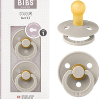 Bibs Colour Latex Pacifier - 0-6m - Size 1 - 2pk - Iron/Sand