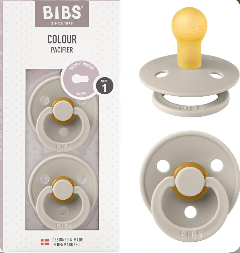 Bibs Colour Latex Pacifier - 0-6m - Size 1 - 2pk - Iron/Sand