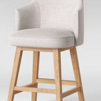 Kinston Swivel Curved Back Upholstered Counter Height Barstool Linen - Threshold: Chic Kitchen Seating, 300lb Capacity LPEU843361
