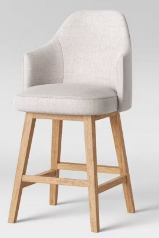 Kinston Swivel Curved Back Upholstered Counter Height Barstool Linen - Threshold: Chic Kitchen Seating, 300lb Capacity LPEU843361