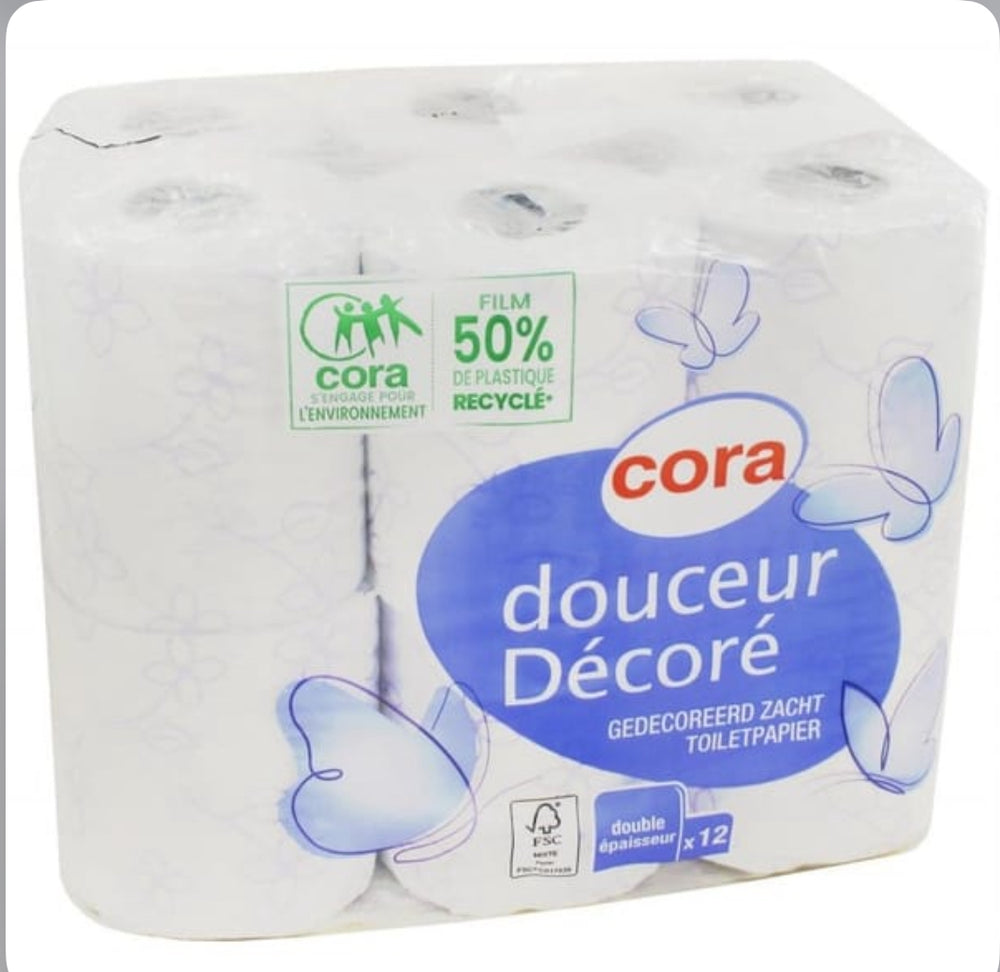 Cora papier toilette 2 plis décoré x12
