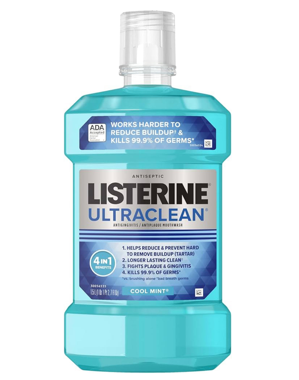 Listerine Ultraclean Oral Care Antiseptic Mouthwash, Everfresh Technology to Help Fight Bad Breath, Gingivitis, Plaque & Tartar, ADA-Accepted Tartar Control Oral Rinse, Cool Mint, 1.5 L