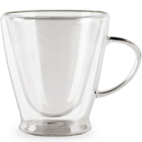 Circleware Thermax Double Wall Insulated Heat Resistant Glass Tea & Coffee Mugs with Handle, Set of 2 Beverage Drinking Glasses Cups, 10.4 oz.
