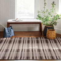 5'x7' Plaid Rug Brown - Threshold™: Wool & Cotton, Handmade, Indoor, Flat Pile  (2m x 1m60)