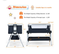 
              Costway Baby Bassinet Bedside Sleeper w/Storage Basket & Wheel for Newborn Navy
            
