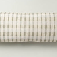 14"x36" Layered Stripe Lumbar Bed Pillow Sage Green/Cream/Natural - Hearth & Hand™ with Magnolia: Cotton-Linen Blend, Indoor