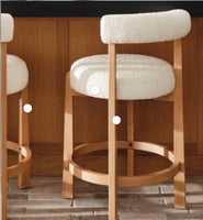
              Sculptural Upholstered and Wood Boucle Counter Height Barstool Cream - Threshold
            