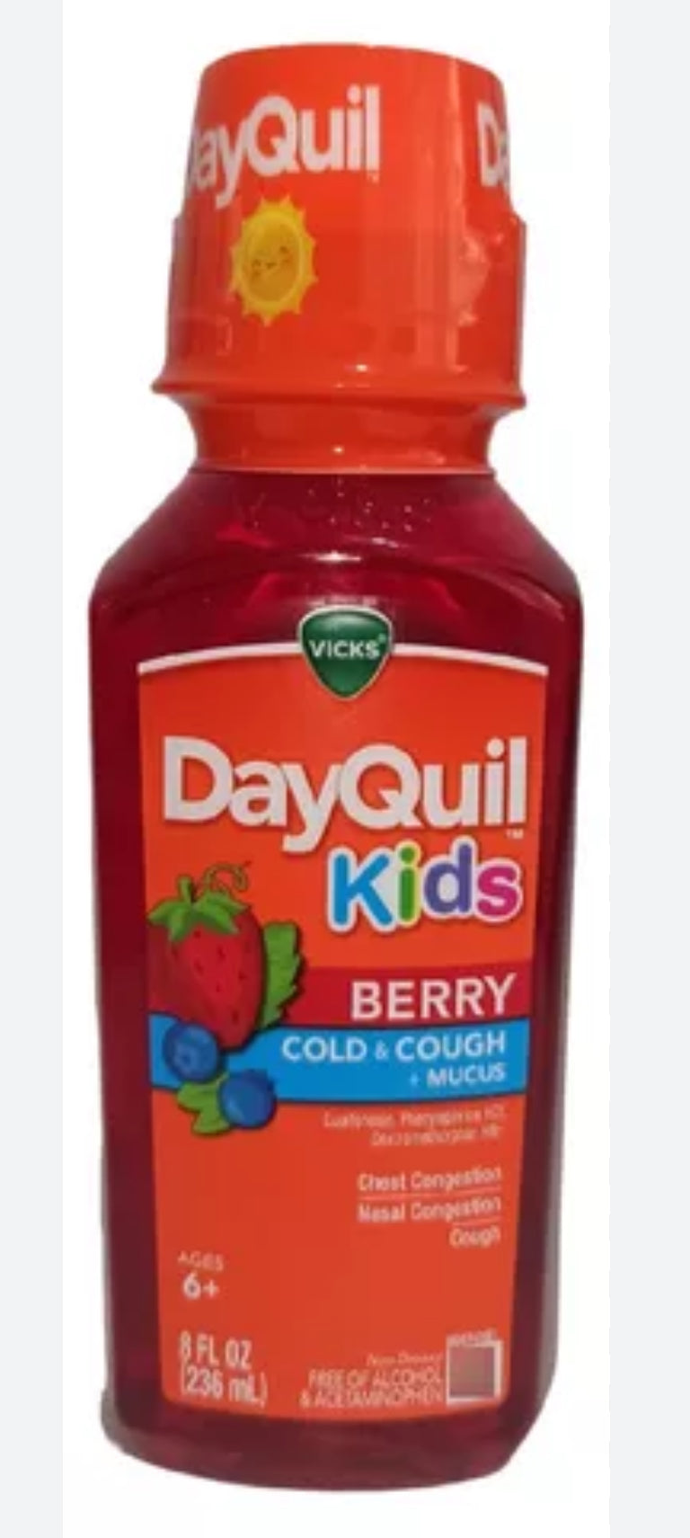 Vicks Dayquil Cold & Flu Relief Liquid, Berry Flavor 8 FL OZ (236 mL) DLC: Fev26