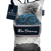 Ben Sherman 6 Pack Loofah Shower Poufs Exfoliating Cleansing Body Scrubbers for Shower in Washable Zip Up Bag - Grey