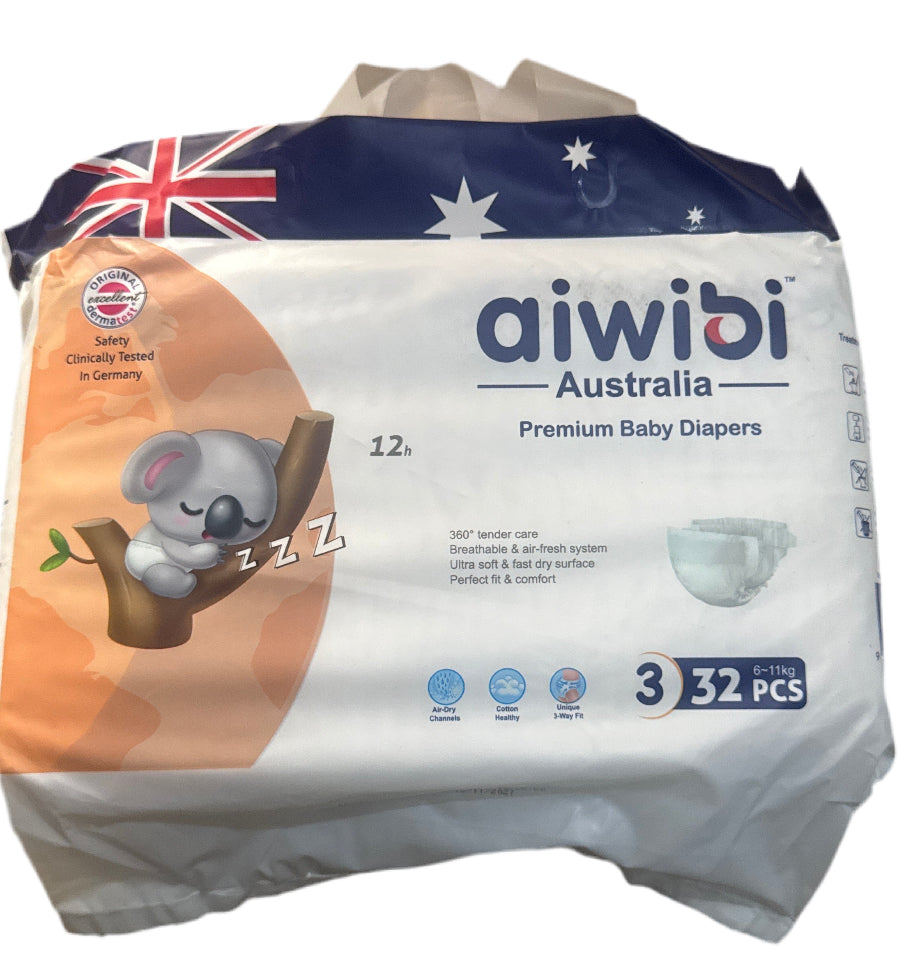 Aiwibi SERVIETTES HYGIENIQUES ULTRA ABSORBANT 100% COTON (size 3) M 32pcs