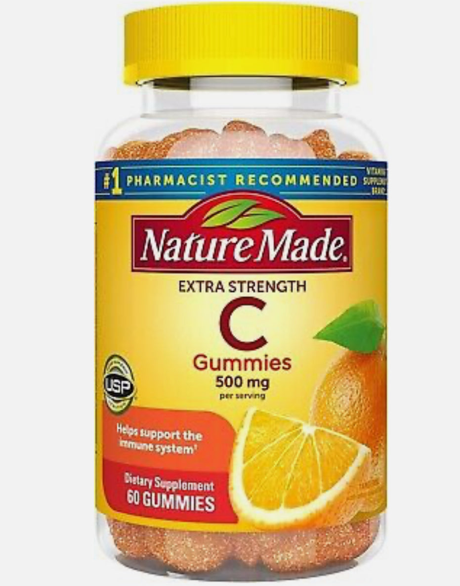 Nature Made Extra Strength Vitamin C 500 mg Dietary Supplement, 60 Gummies