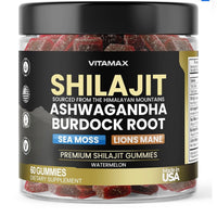 Organic Shilajit Gummies, Sea Moss, Ashwagandha, 105+ Trace Minerals – Organic Burdock Root & Lions Mane Mushroom – Watermelon (60ct) DLC: Avril27