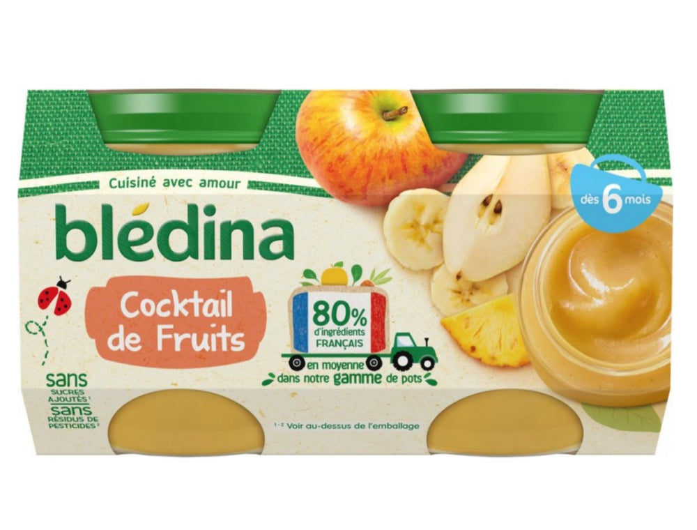 Bledina Compotes bébé dès 6 mois, cocktail de fruits 4pcs DLC: Sept26