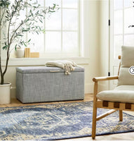 
              Lynwood Cube Bench Ticking Striped (FA) - Threshold designed with Studio McGee: Navy Upholstered Lift-Top Storage
            