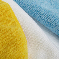 1pk Amazon Basics Microfiber Cleaning Cloth, Non-Abrasive, Reusable and Washable, Blue/White/Yellow, 16" x 12"