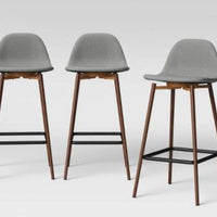 3pk Copley Counter Height Barstool Light Gray - Threshold: Mid-Century Modern, Upholstered, Footrest