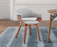 
              Adalyn Grey Faux Leather and Walnut Wood Dining Room Accent Chair
            