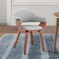 Adalyn Grey Faux Leather and Walnut Wood Dining Room Accent Chair