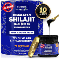 Pure Himalayan Shilajit Organic Resin Supplement, Shilajit for Men & Women with Black Seed Oil & Ashwagandha, Energy, Immunity, 78% Fulvic Acid, 87+ Trace Minerals, 400mg DLC: Sept27