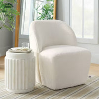 Pasadena Swivel Accent Chair Cream Boucle - Threshold designed with Studio McGee: Modern Armless, Curved Back LPEU843256